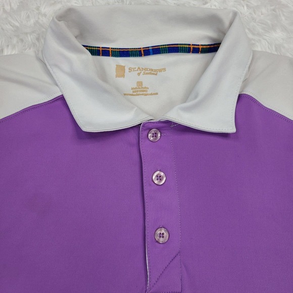 St. Andrews of Scotland Polo Golf Shirt Men's Large Purple White‎ Short Sleeve - Picture 2 of 12